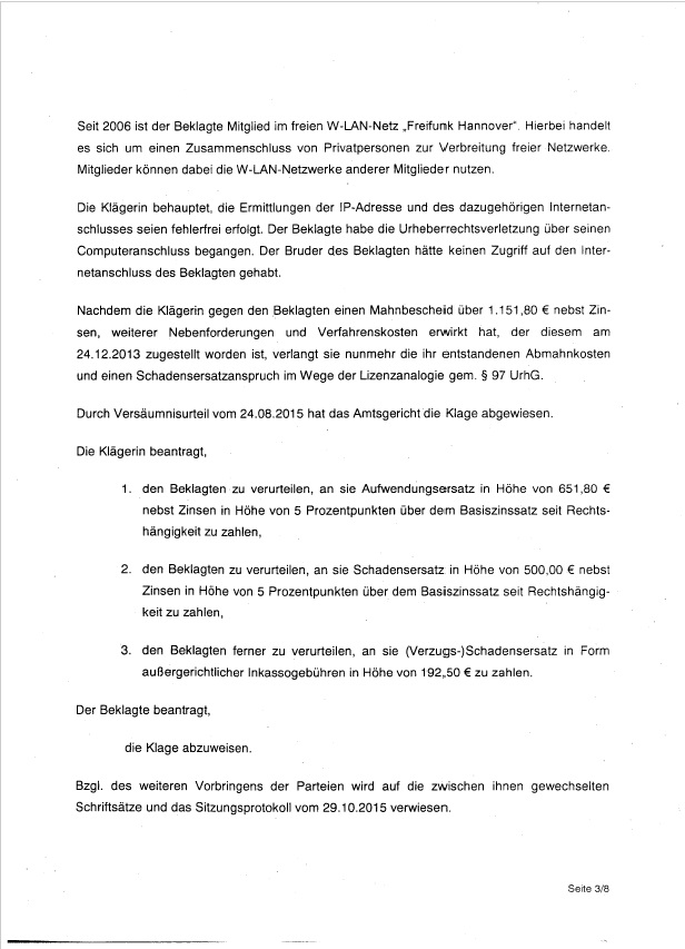Gerichtsbescheid Auffassung des Amtsgericht Hannover